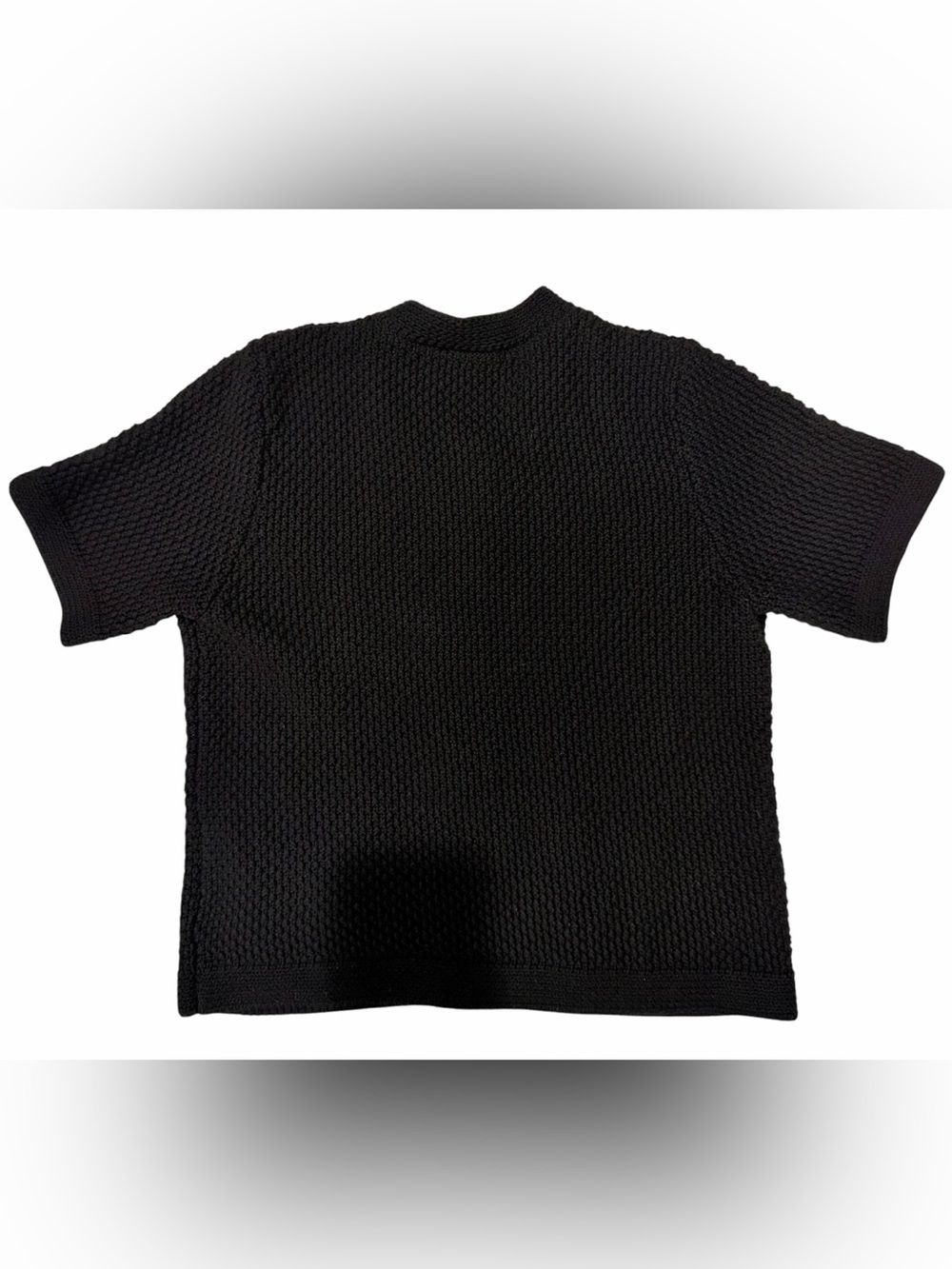 Adrianna Papell Short Sleeve Textured Knit Cardigan Black Gold Buttons Small - Picture 4 of 8